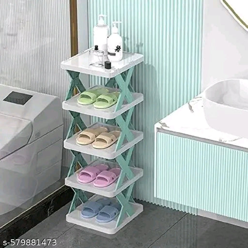 Premium 6-Layer Foldable Shoe Rack – Durable Plastic | Space-Saving, Stackable & Easy-to-Clean Organizer for Home, Entryway & Bedroom – Fresh Green